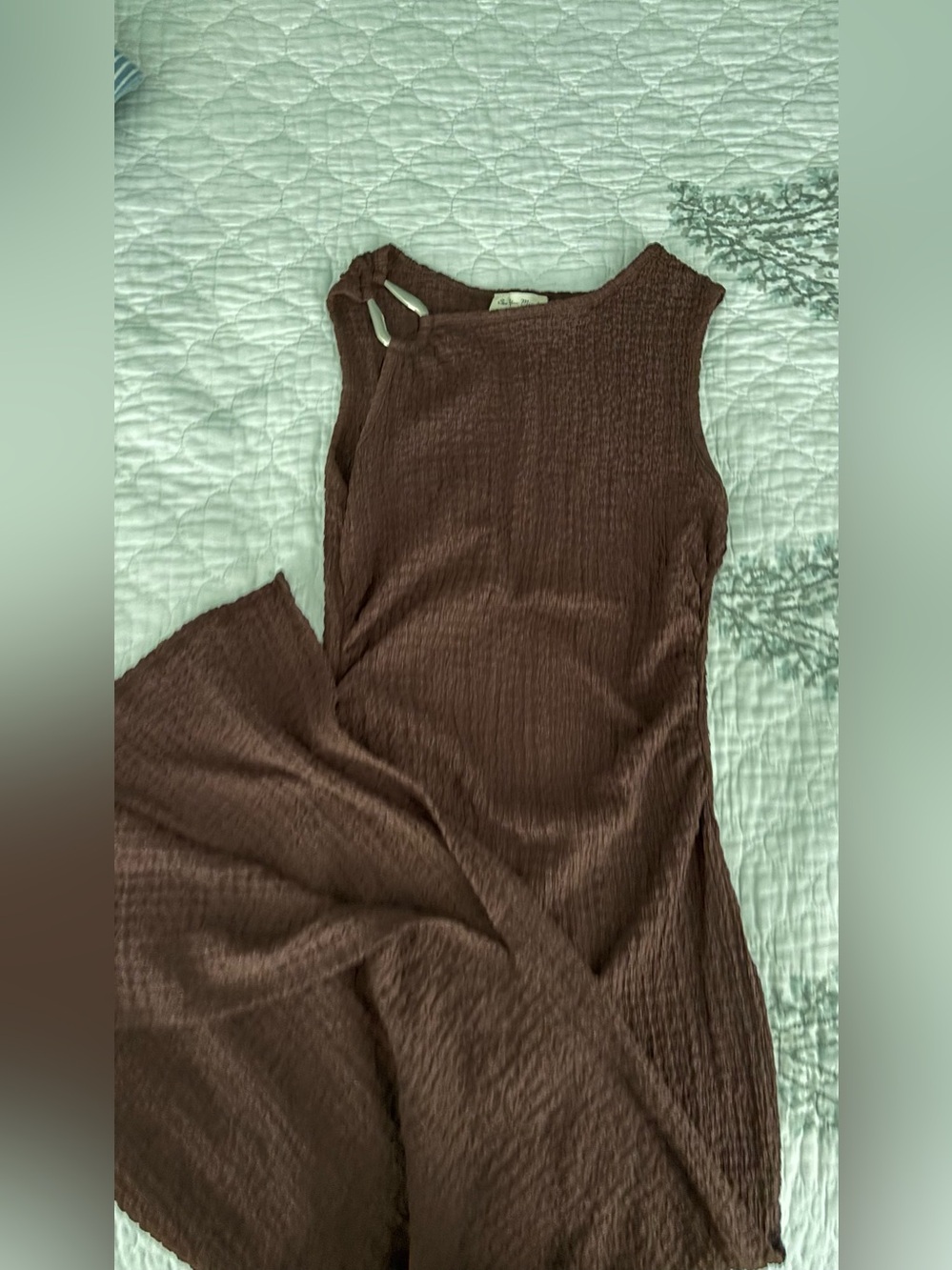 See You Monday Brown Textured Sleeveless maxi dress